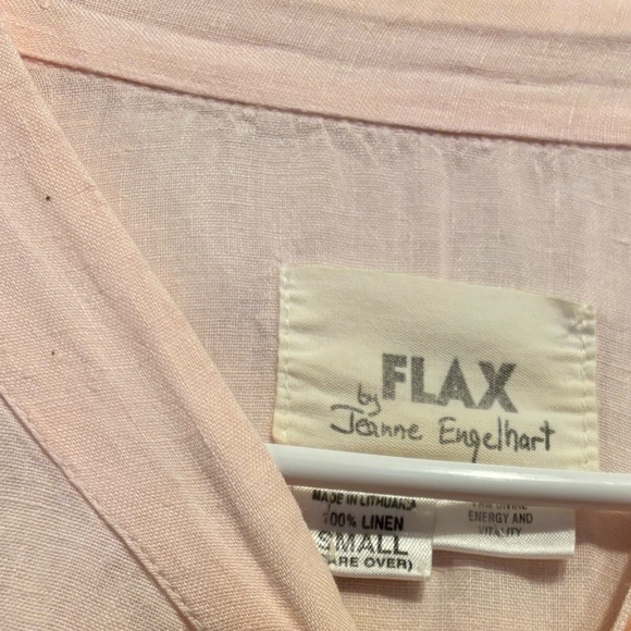 FLAX Light Pink Linen Long Sleeve Midi Top – Size Small - Picture 5 of 5